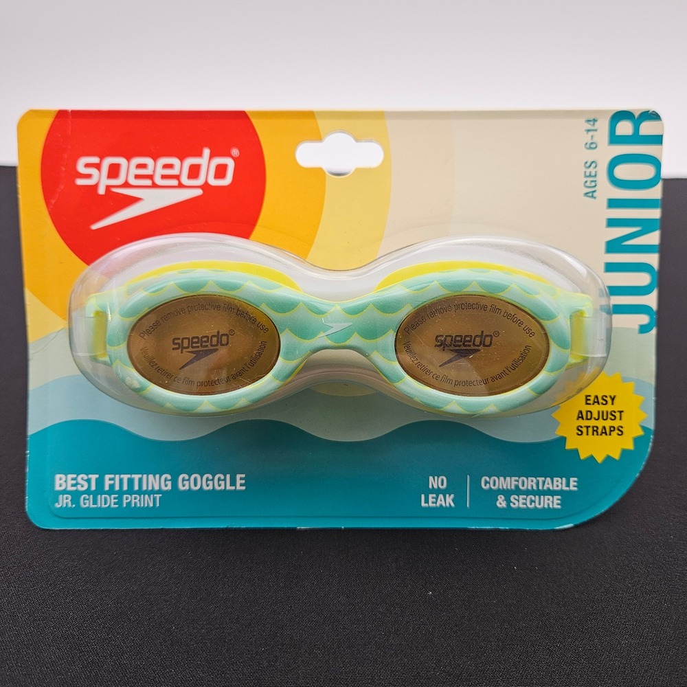 Speedo Junior Glide Print Swim Goggles Ages 6-14 Anti Fog UV Protection New